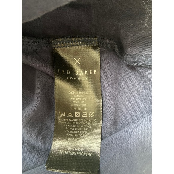 Ted Baker London Mens Navy Blue Colorblock Stripe Cotton T-Shirt Size 5 XL - Picture 5 of 5